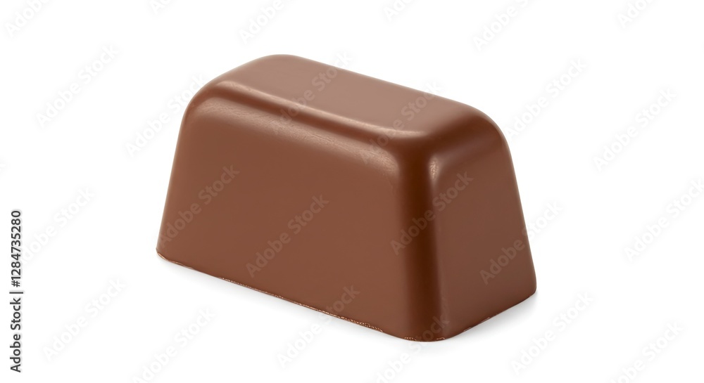 Close-up of Rectangular Milk Chocolate Candy Piece on White Background Close-up of Rectangular Milk Chocolate Candy Piece on White Background