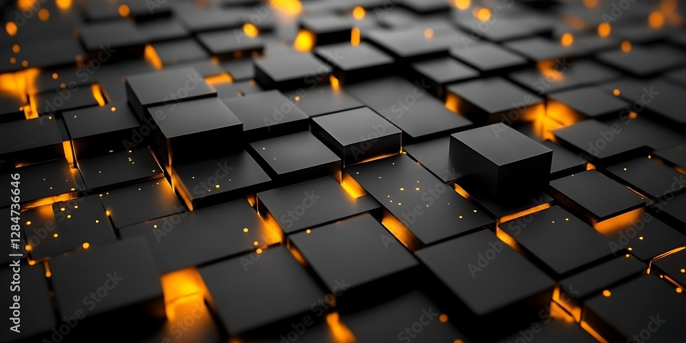 Fototapeta premium Abstract geometric cubes with glowing lights