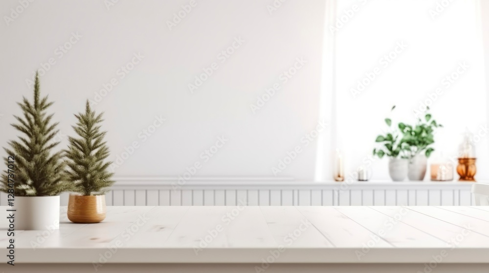 Empty table background with Christmas decoration