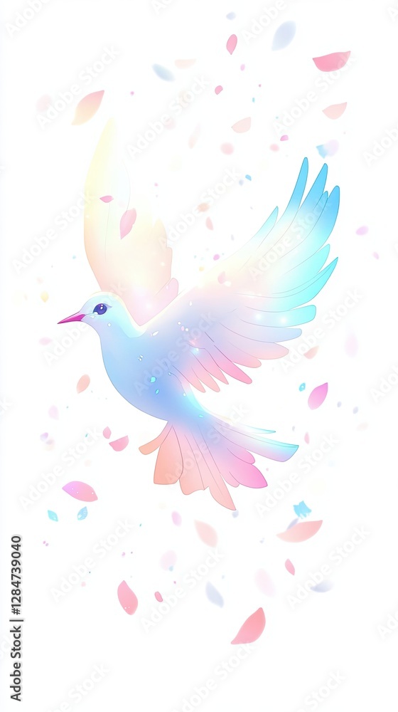Fototapeta premium A hummingbird in vivid flight, with its colorful feathers and delicate wings on full display