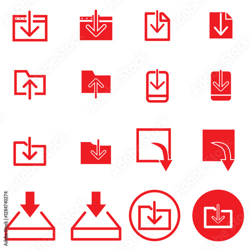 Download and upload icon. Download icon files. Software download icon . Web icon set . Icons collection. Vector illustration.