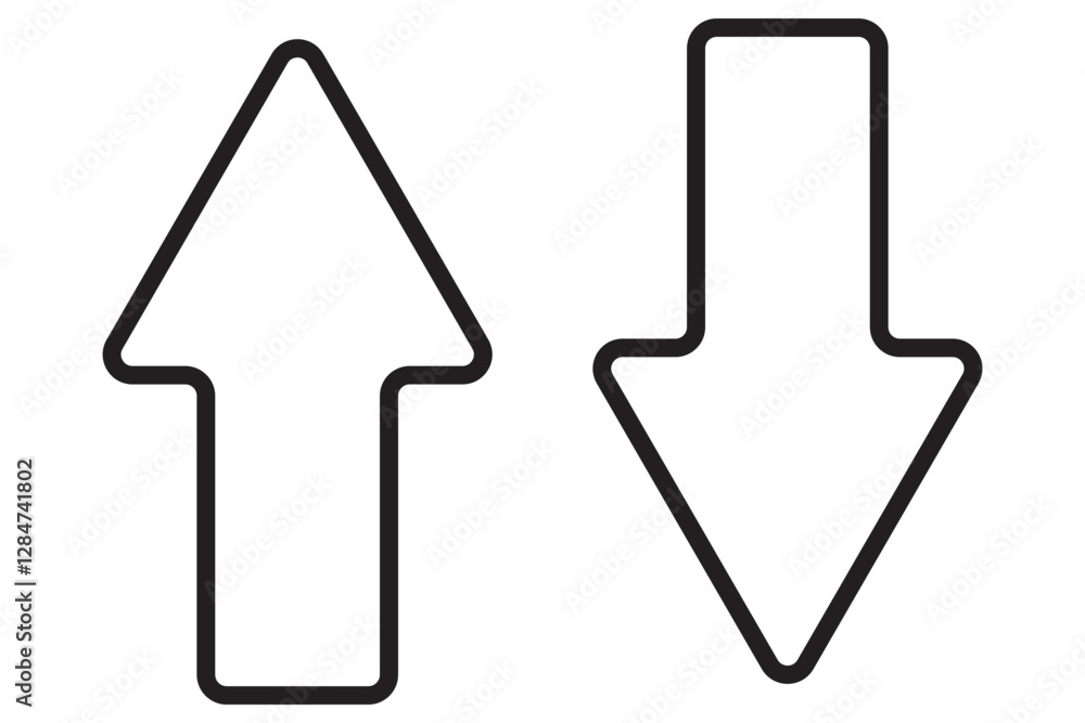 Up and down arrow icon in rounded corner. Upward and downward sign symbol Up and down arrow icon in rounded corner. Upward and downward sign symbol