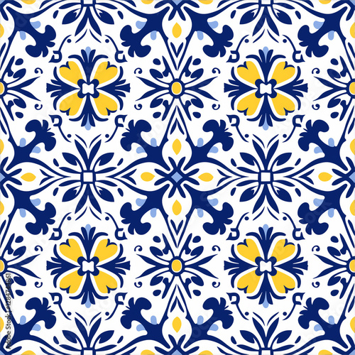  Hand drawn seamless abstract pattern from tiles
