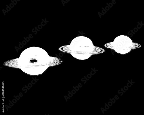 Abstract Planets in Space - Digital Art