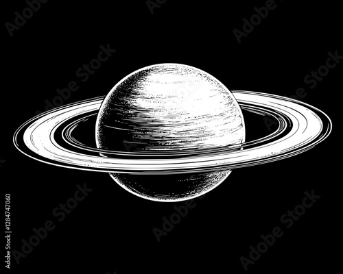 Saturn Planet Illustration - Vintage Style