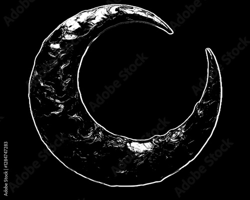 Dark Abstract Crescent Moon Graphic Design