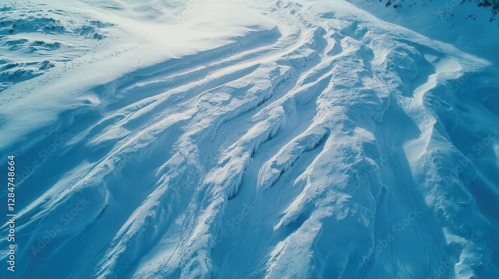 Fototapeta premium Ethereal Arctic River Delta Patterns Creating Natural Abstract Art in Pristine Winter Landscape Aerial Photography