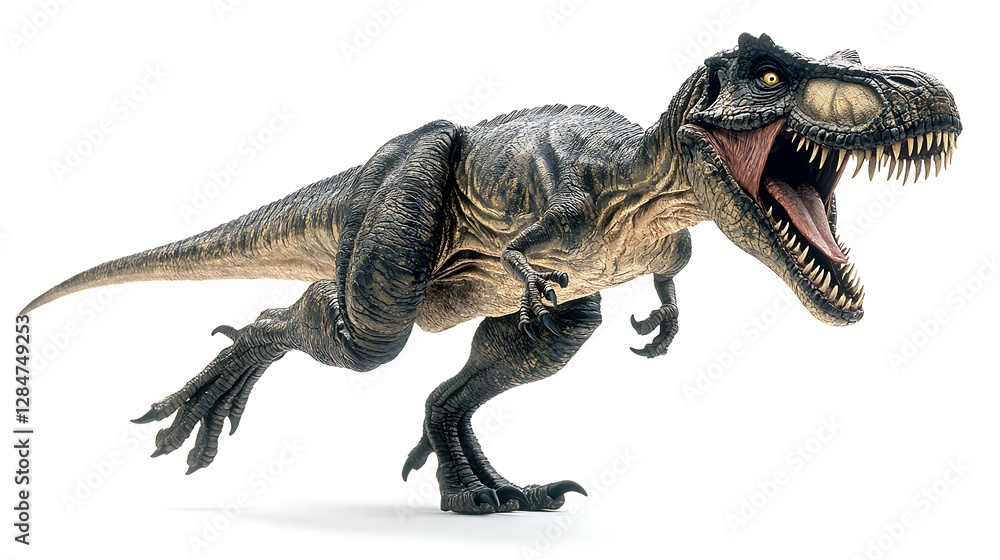 A Large Tyrannosaurus Rex Posing Against A White Background A Large Tyrannosaurus Rex Posing Against A White Background
