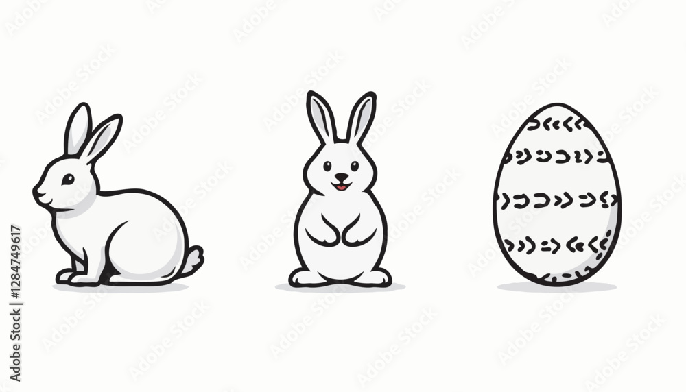 Illustration of Easter bunny and decorated egg. Illustration of Easter bunny and decorated egg.