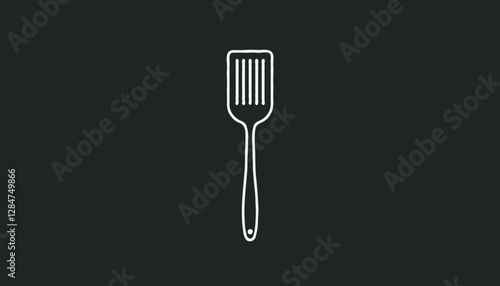  Line art illustration of a spatula on a dark background.