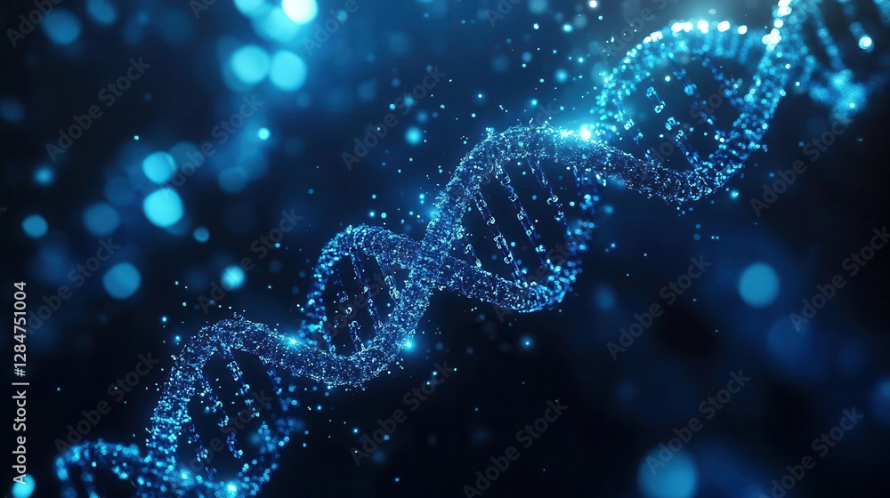 Glowing DNA Helix Transforming into Digital Code Representing Biotechnology and Genetic Innovation Glowing DNA Helix Transforming into Digital Code Representing Biotechnology and Genetic Innovation
