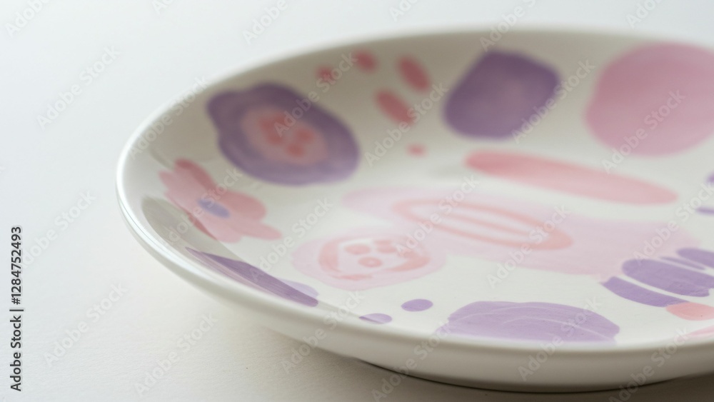 Playful ceramic plate with abstract pastel design Playful ceramic plate with abstract pastel design