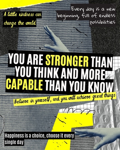 Yellow maximalist design with positive sentences for positive vibes