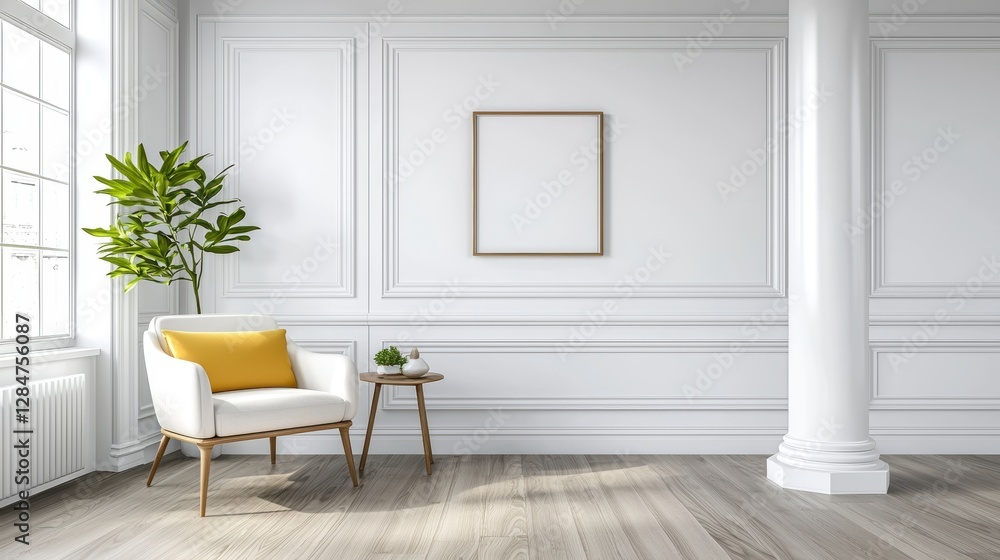 Fototapeta premium White room with a chair and a table