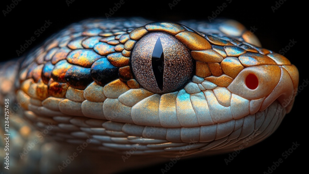 Fototapeta premium Ultra Sharp Macro Photograph of Snake Scales with Iridescent Reflections and Intricate Mosaic Pattern