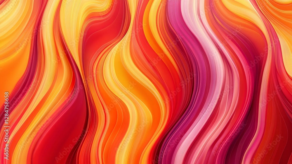 Abstract background with vibrant red, orange, yellow, pink and purple flowing waves Abstract background with vibrant red, orange, yellow, pink and purple flowing waves