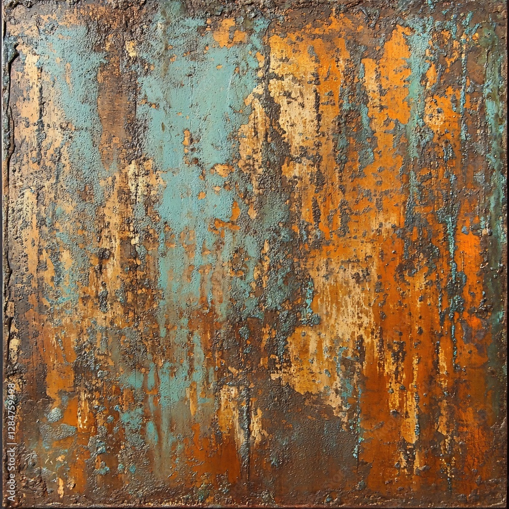 Abstract Rusty Metal Texture Background with Teal and Orange Hues Abstract Rusty Metal Texture Background with Teal and Orange Hues