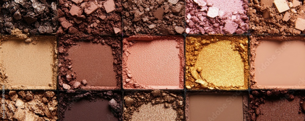 Fototapeta premium Assorted palette of crushed eyeshadows in various shades and textures
