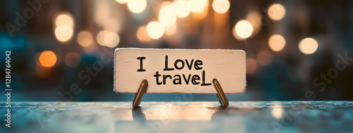 A small wooden label with the words 