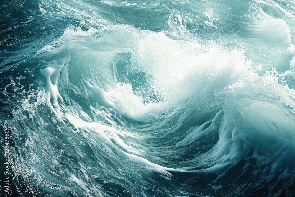 A powerful, swirling ocean wave with white foam crests, showcasing the dynamic energy of the sea. A powerful, swirling ocean wave with white foam crests, showcasing the dynamic energy of the sea.