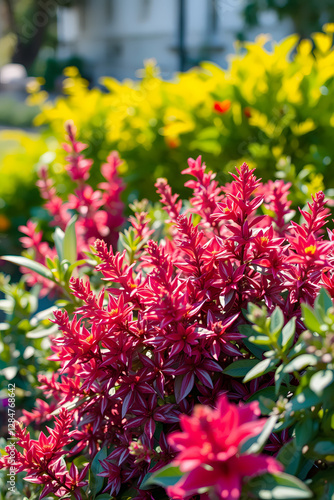 Firecracker Bush Starbursts in a Sunlit Garden photo