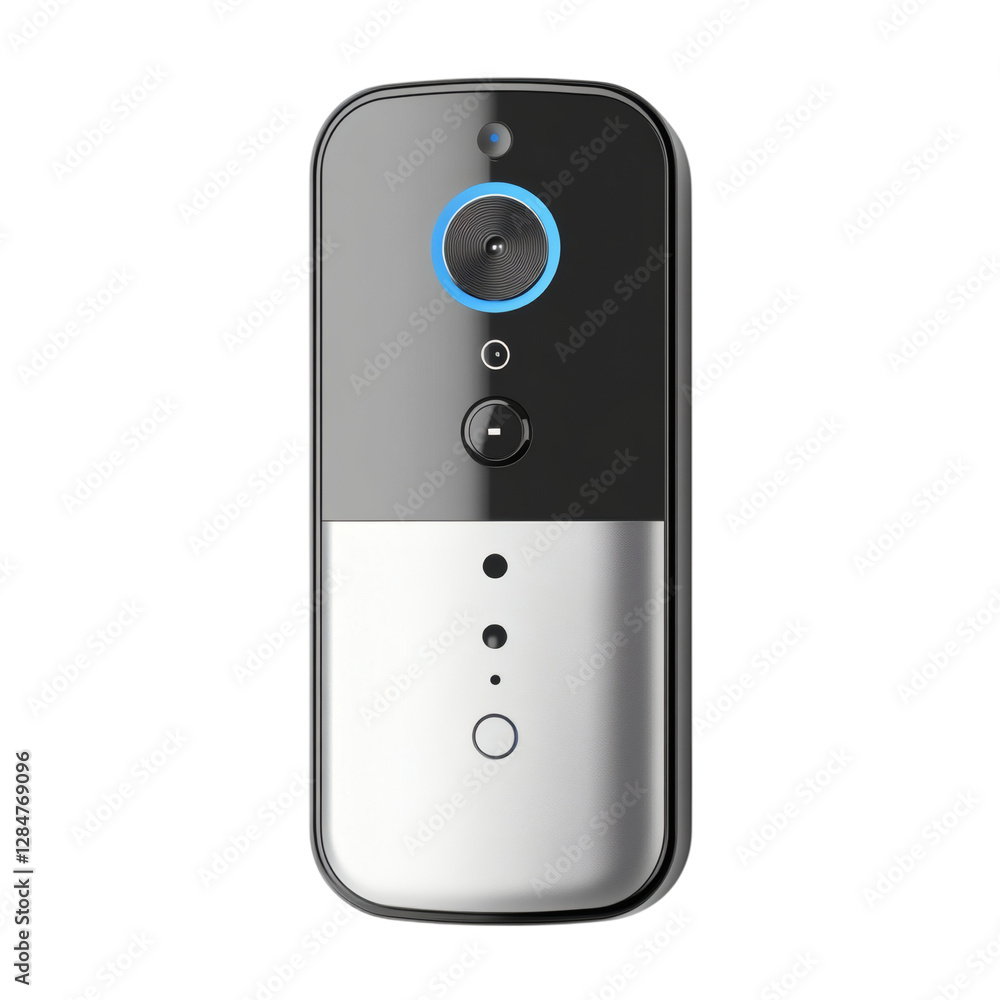 A Futuristic High Tech Smart Doorbell with HD Video Isolated on Transparent Background A Futuristic High Tech Smart Doorbell with HD Video Isolated on Transparent Background