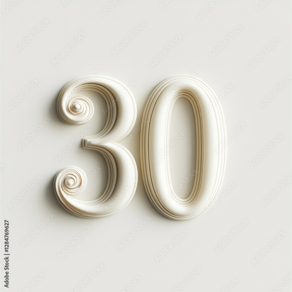 Elegant golden number 30 on an ornate background Elegant golden number 30 on an ornate background