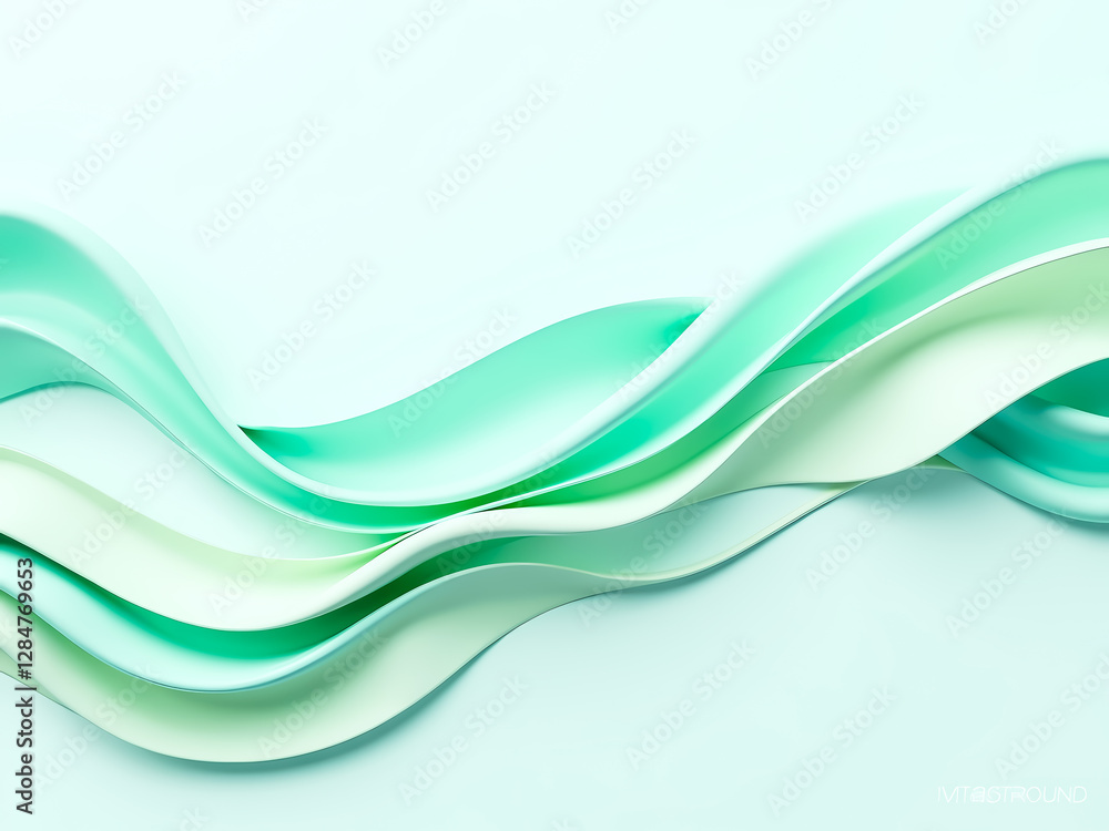 Fototapeta premium abstract pastel green and white wave shapes background
