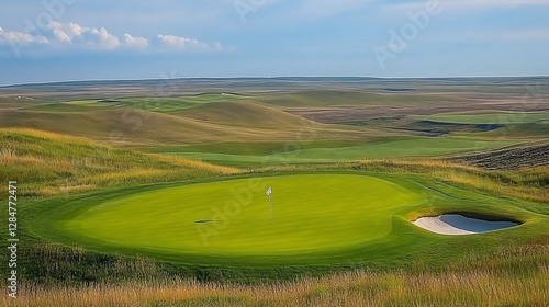 Prairie golf course putting green, scenic view