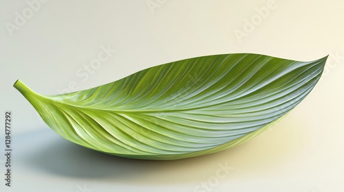 Large Green Leaf Shaped Bowl, Natural Texture and Organic Form