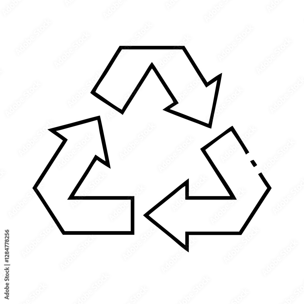 Recycling symbol, black and white, sustainability concept Recycling symbol, black and white, sustainability concept