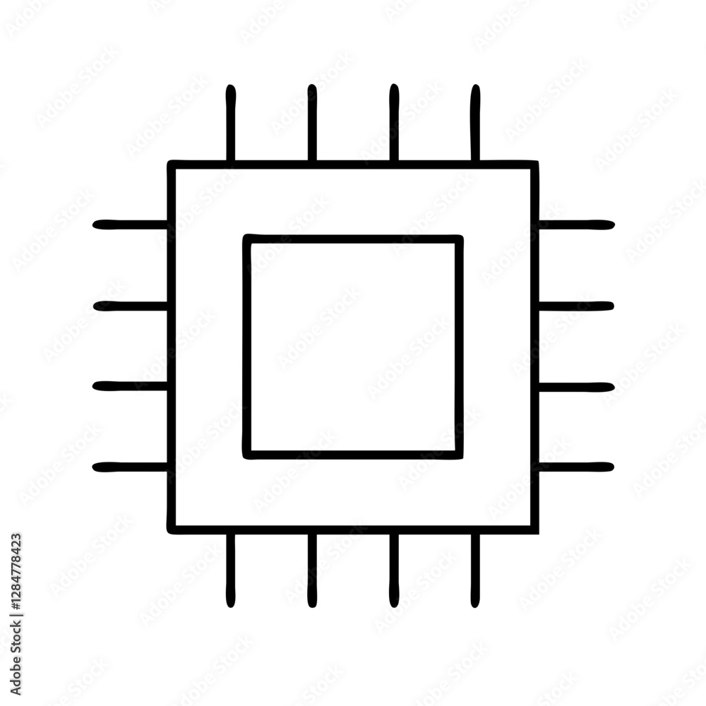 Simple microchip illustration, technology concept Simple microchip illustration, technology concept