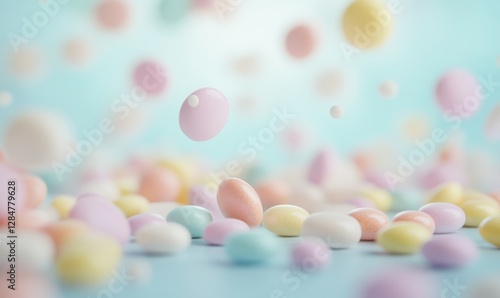 Wallpaper Mural Abstract composition of colorful candies scattered on a soft pastel surface, playful arrangement creating a cheerful and vibrant aesthetic Torontodigital.ca