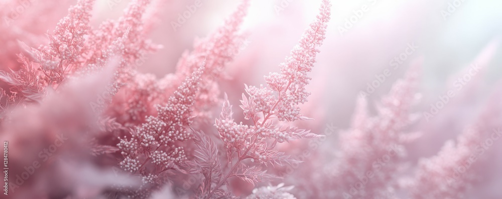 Soft pink astilbe flowers in dreamy blooming garden atmosphere Soft pink astilbe flowers in dreamy blooming garden atmosphere
