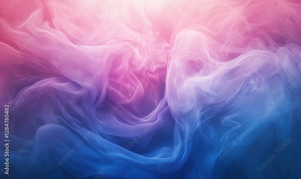 Fototapeta premium Abstract flowing pink and blue iridescent texture glowing under soft light for a dreamy and vibrant modern design