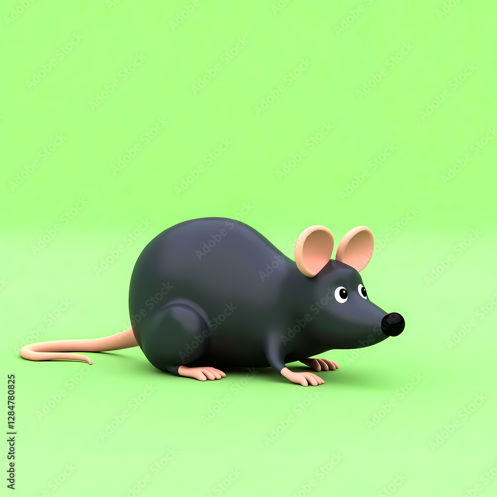 charming cartoon gray rat sitting on a pastel green background charming cartoon gray rat sitting on a pastel green background