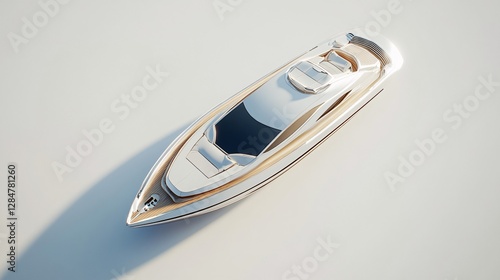 Luxury Yacht on Calm Water, Elegant White Vessel, Modern Design, Summer Vacation, Peaceful Ocean Cruise