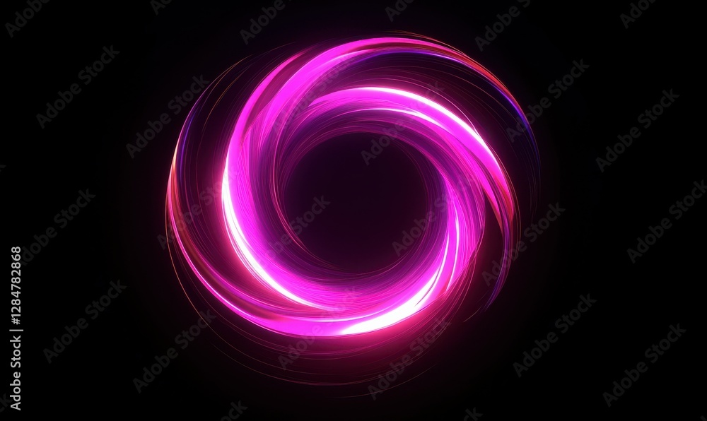 Abstract rendering of a glowing pink and purple spiral swirling dynamically against a dark backdrop, symbolizing energy and motion Abstract rendering of a glowing pink and purple spiral swirling dynamically against a dark backdrop, symbolizing energy and motion