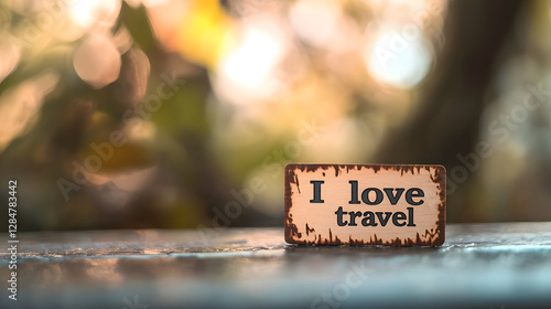 A small wooden label with the words 