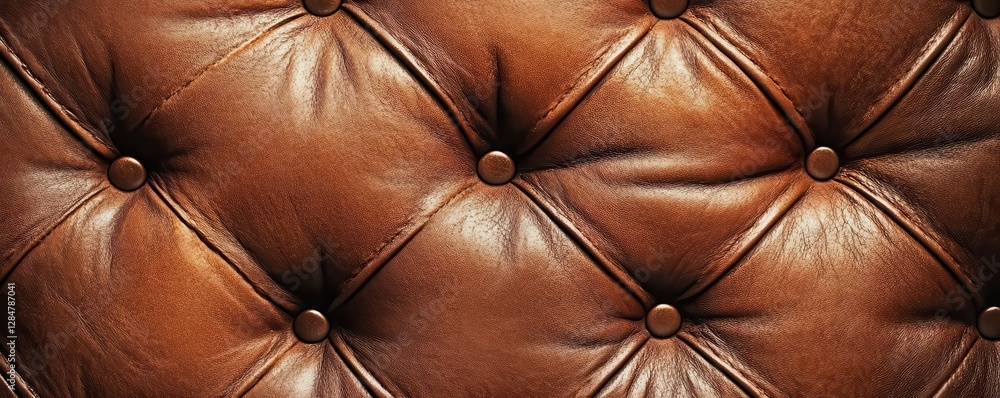 Naklejka premium Luxurious brown leather texture with vintage tufted pattern