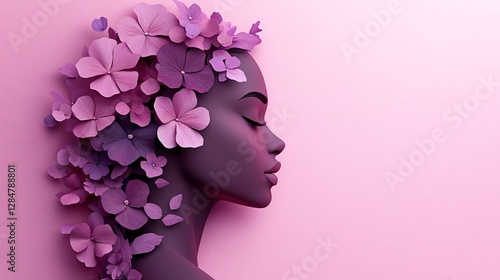 Purple paper cut Women's day card