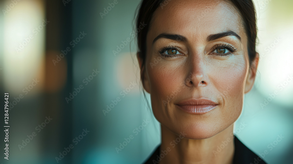 Portrait of a poised woman with captivating eyes, radiating confidence and timeless beauty, captured in a close-up shot. Portrait of a poised woman with captivating eyes, radiating confidence and timeless beauty, captured in a close-up shot.