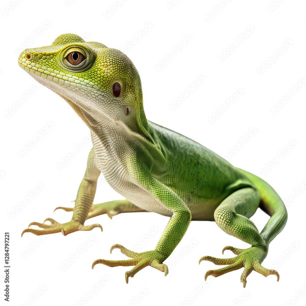 Obraz premium green iguana isolated on transparent background,PNG