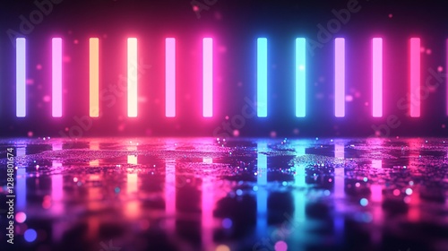 Wallpaper Mural Vibrant Neon Lights Reflecting on a Futuristic Surface Torontodigital.ca