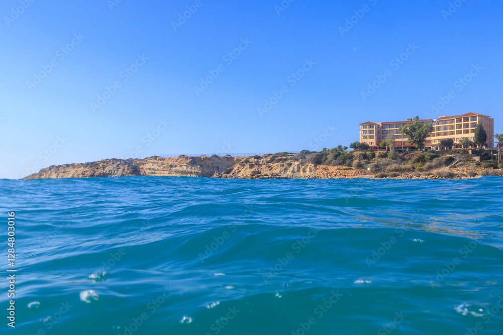Coastal view from the sea, Paphos, Cyprus – November 23, 2024.. Coastal view from the sea, Paphos, Cyprus – November 23, 2024..