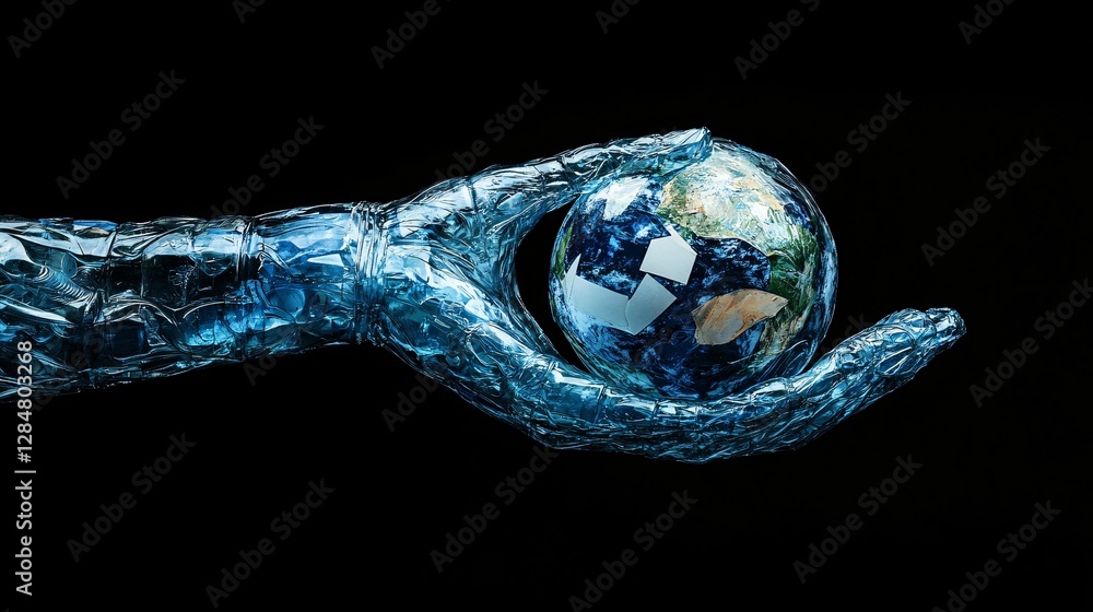 Watery Hand Gently Holding Earth Globe: A Symbol of Environmental Care and Global Responsibility Watery Hand Gently Holding Earth Globe: A Symbol of Environmental Care and Global Responsibility