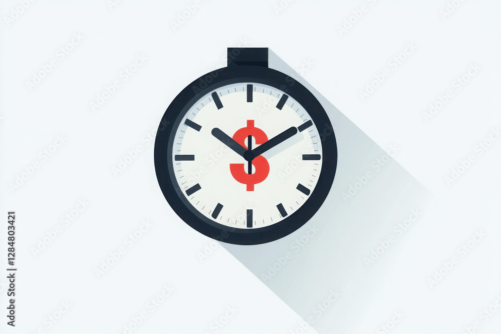 Illustration of a clock with a dollar sign symbolizing time is money concept. Illustration of a clock with a dollar sign symbolizing time is money concept.