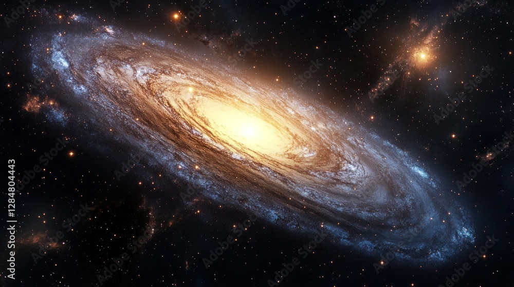 Fototapeta premium Spiral Galaxy Rotating in Space, Stars Background, Astronomy