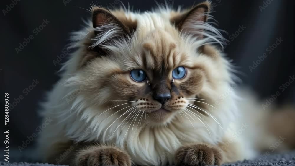 Fluffy cat with multi-colored eyes Fluffy cat with multi-colored eyes