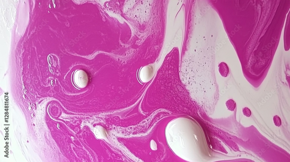 Fototapeta premium A liquid marble texture in bright pink with fluid, swirling patterns